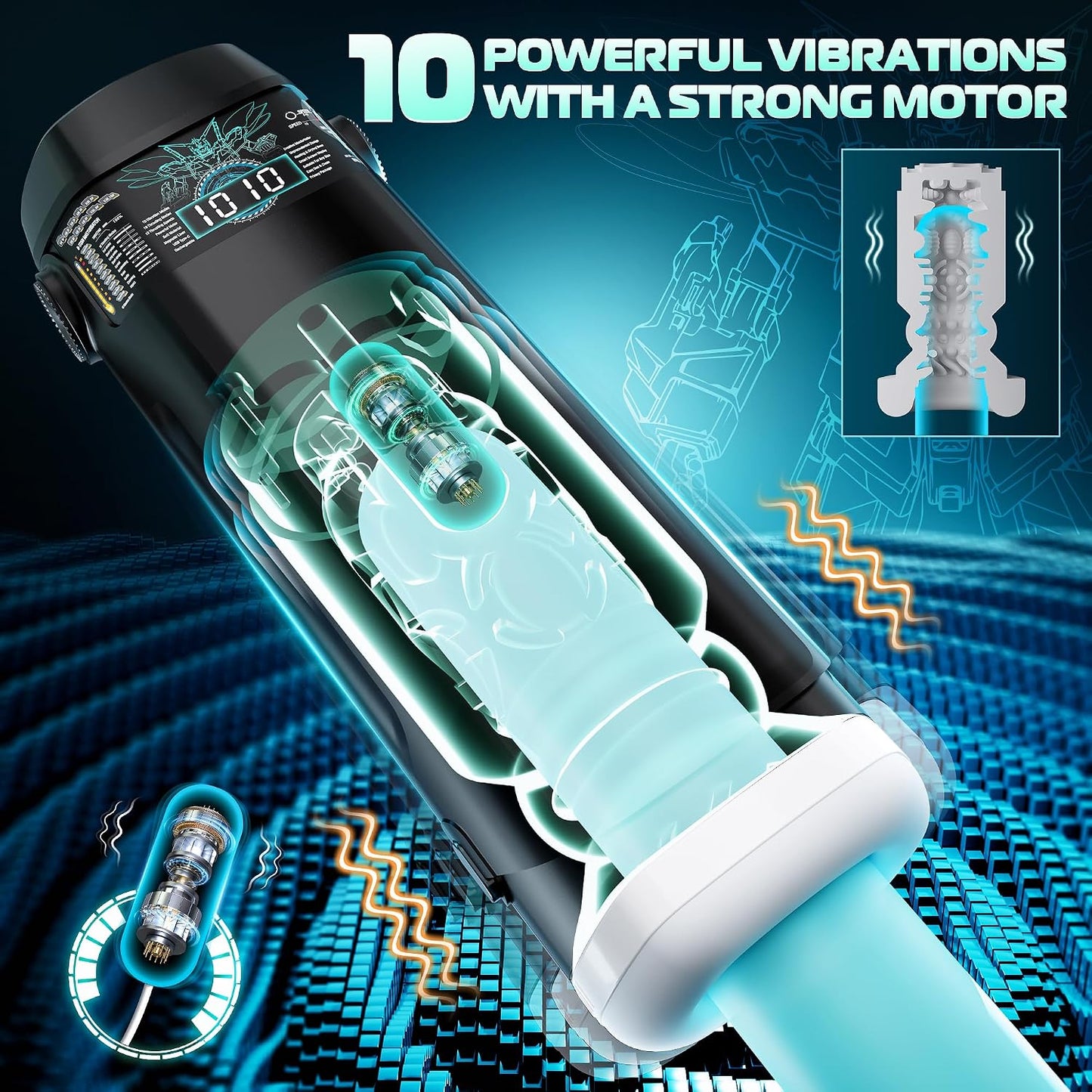 Automatic Male Masturbator 10 Vibration & Thrusting Modes